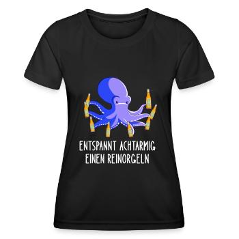 Entspannt Achtarmig einen reinorgeln Tintenfisch - Frauen Funktions-T-Shirt - Schwarz - Vorne - AI Model Female 172 light (172cm)