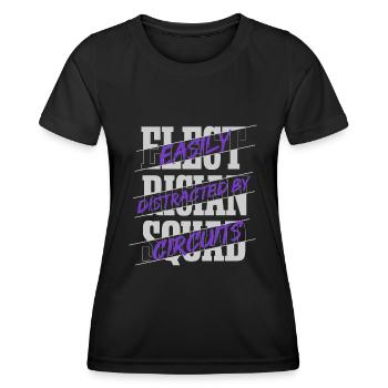 Abgelenkt durch Schaltkreise Ironische - Frauen Funktions-T-Shirt - Schwarz - Vorne - AI Model Female 172 light (172cm)