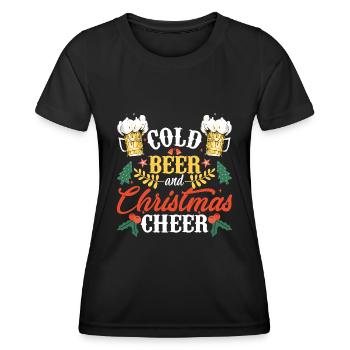 Cadeau drôle d'amant de bière de joie de Noël et de bière froide - T-shirt sport Femme - noir - Devant - AI Model Female 172 light (172cm)