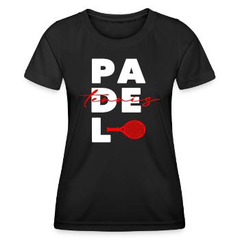 PADELTENNIS Padel Padelspieler Padeltennis-sport - Frauen Funktions-T-Shirt - Schwarz - Vorne - AI Model Female 172 light (172cm)