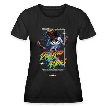 Reggae Vibes Rasta Woman Dancing - Frauen Funktions-T-Shirt - Schwarz - Vorne - AI Model Female 172 light (172cm)