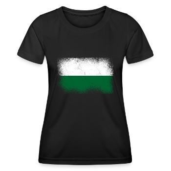 Sachsen Flagge Sächsische Fahne Ossi Urlaub SN - Frauen Funktions-T-Shirt - Schwarz - Vorne - AI Model Female 172 light (172cm)