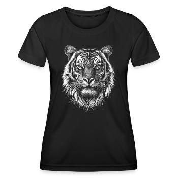 Tiger Portrait Big Cat Animals Animal - Women's Functional T-Shirt - black - Front - AI Model Female 172 light (172cm)