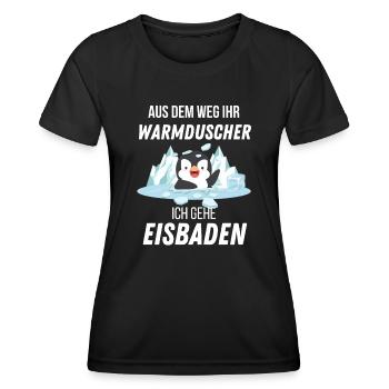 Eisbaden T-Shirt für Eisbader und Schwimmer - Frauen Funktions-T-Shirt - Schwarz - Vorne - AI Model Female 172 light (172cm)