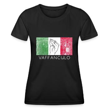 Italien Fahne Vintage Italienische Fahne Hand - Frauen Funktions-T-Shirt - Schwarz - Vorne - AI Model Female 172 light (172cm)