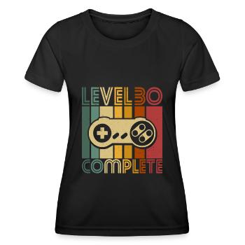 30. Geburtstag 30 Jahre Gamer Level 30 Complete - Frauen Funktions-T-Shirt - Schwarz - Vorne - AI Model Female 172 light (172cm)
