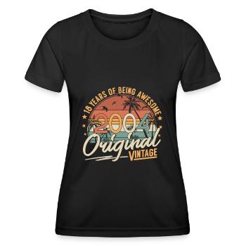 2004 Vintage Born Vintage 18 Birthday Retro - Women's Functional T-Shirt - black - Front - AI Model Female 172 light (172cm)