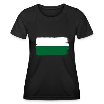 Drapeau de Saxe Drapeau saxon Ossi Holiday SN - T-shirt sport Femme - noir - Devant - AI Model Female 172 light (172cm)
