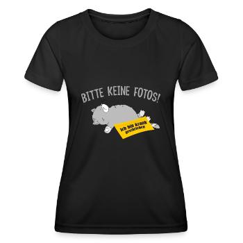 Bitte keine Fotos. Bin krank geschrieben. Büro - Frauen Funktions-T-Shirt - Schwarz - Vorne - AI Model Female 172 light (172cm)