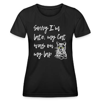Désolé que le chat soit sur les genoux - T-shirt sport Femme - noir - Devant - AI Model Female 172 light (172cm)