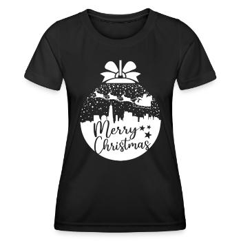 Weihnachten Schneeball Santa Sleigh Frohe Weihnachten Geschenk - Frauen Funktions-T-Shirt - Schwarz - Vorne - AI Model Female 172 light (172cm)