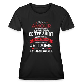 Mon amour je t aime tu es formidable - T-shirt sport Femme - noir - Devant - AI Model Female 172 light (172cm)