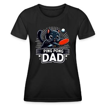 Table Tennis Katze Pingpong Black Cat Dad Outfit - T-shirt sport Femme - noir - Devant - AI Model Female 172 light (172cm)