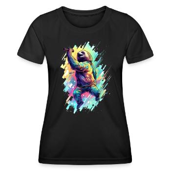 Singendes Faultier - Frauen Funktions-T-Shirt - Schwarz - Vorne - AI Model Female 172 light (172cm)