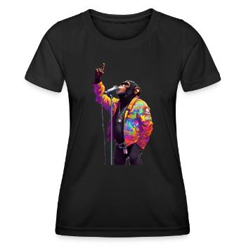 Singender Affe mit Mikrofon - Frauen Funktions-T-Shirt - Schwarz - Vorne - AI Model Female 172 light (172cm)