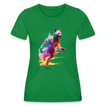 Chat de jogging - T-shirt sport Femme - vert - Devant - AI Model Female 172 dark (172cm)