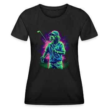 Golfspielender Hund - Frauen Funktions-T-Shirt - Schwarz - Vorne - AI Model Female 172 light (172cm)