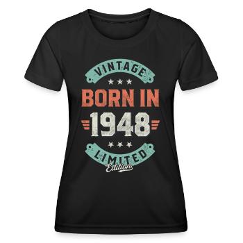 Vintage born in 1948 - Women's Functional T-Shirt - black - Front - AI Model Female 172 light (172cm)
