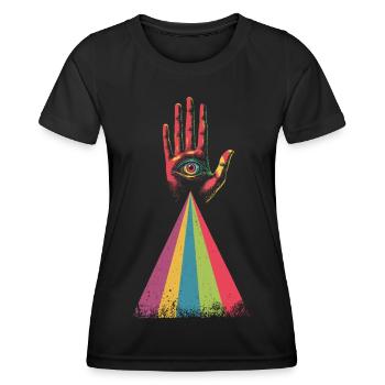 Eye Rainbow - Frauen Funktions-T-Shirt - Schwarz - Vorne - AI Model Female 172 light (172cm)