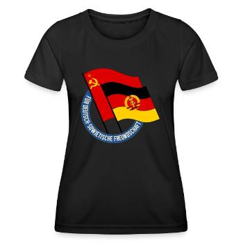 DSF Deutsch Sowjetische Freundschaft DDR Ostalgie - Frauen Funktions-T-Shirt - Schwarz - Vorne - AI Model Female 172 light (172cm)