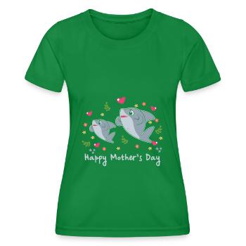 Animal Mom Shark pour la fête des mères - T-shirt sport Femme - vert - Devant - AI Model Female 172 dark (172cm)