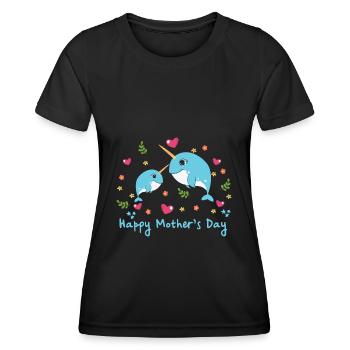Tiermutter Narwal zum Muttertag - Frauen Funktions-T-Shirt - Schwarz - Vorne - AI Model Female 172 light (172cm)