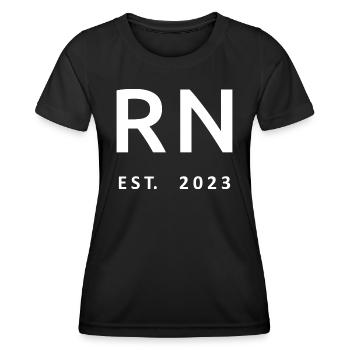 RN Est. 2023 Graduation Étudiante autorisée en soins infirmiers - T-shirt sport Femme - noir - Devant - AI Model Female 172 light (172cm)