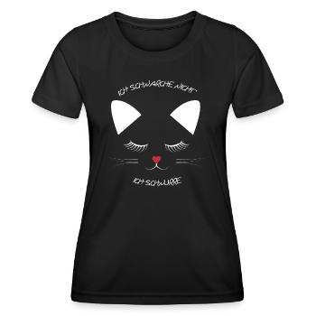Ich schnarche nicht ich schnurre Katzengesicht - Frauen Funktions-T-Shirt - Schwarz - Vorne - AI Model Female 172 light (172cm)