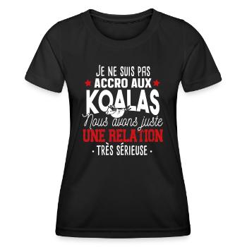 Koala Relation Animal Mignon Cadeau Humour Zoo - T-shirt sport Femme - noir - Devant - AI Model Female 172 light (172cm)