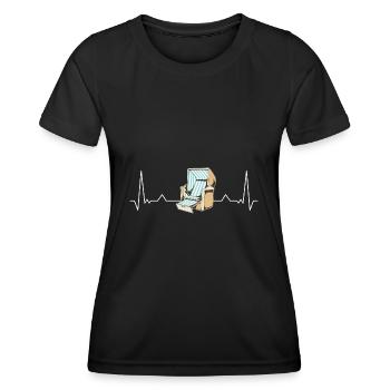 Herzschlag Strandkorb Nordsee Norddeutschland - Frauen Funktions-T-Shirt - Schwarz - Vorne - AI Model Female 172 light (172cm)