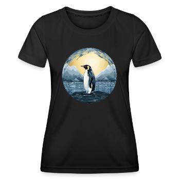 Pinguin - Frauen Funktions-T-Shirt - Schwarz - Vorne - AI Model Female 172 light (172cm)