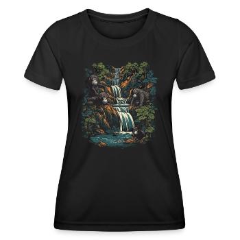 Gorilla Affe Tier Baby Jungtier Äffchen Gorillas - Frauen Funktions-T-Shirt - Schwarz - Vorne - AI Model Female 172 light (172cm)