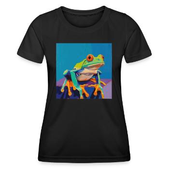Frog, Colorful, Animal - Women's Functional T-Shirt - black - Front - AI Model Female 172 light (172cm)