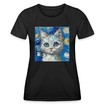 Cat, Cat Motif - Women's Functional T-Shirt - black - Front - AI Model Female 172 light (172cm)