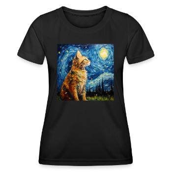 Chat, Motif De Chat - T-shirt sport Femme - noir - Devant - AI Model Female 172 light (172cm)