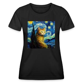 Cat, Cat Motif - Women's Functional T-Shirt - black - Front - AI Model Female 172 light (172cm)