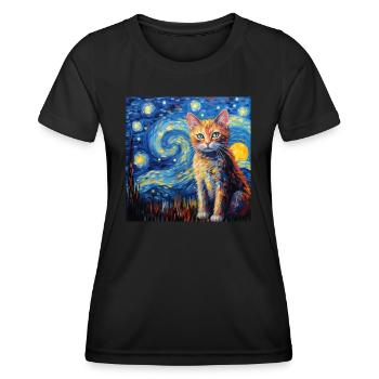 Cat, Cat Motif - Women's Functional T-Shirt - black - Front - AI Model Female 172 light (172cm)