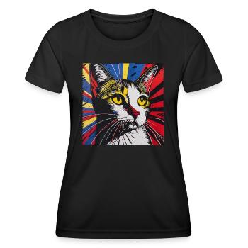 Cat, Cat Motif - Women's Functional T-Shirt - black - Front - AI Model Female 172 light (172cm)