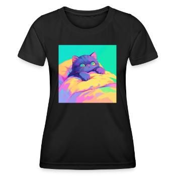 Cat, Cat Motif - Women's Functional T-Shirt - black - Front - AI Model Female 172 light (172cm)
