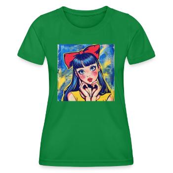 anime, mädchen, retro, waifu, japan, 60s - Frauen Funktions-T-Shirt - Kelly Green - Vorne - AI Model Female 172 dark (172cm)