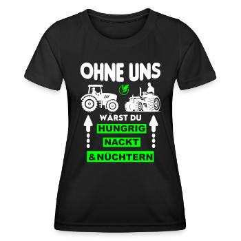 Bauer Hungrig Nackt Nüchtern Protest - Frauen Funktions-T-Shirt - Schwarz - Vorne - AI Model Female 172 light (172cm)