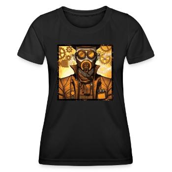 Steampunk industrial mechanic of a zeppelin - Women's Functional T-Shirt - black - Front - AI Model Female 172 light (172cm)