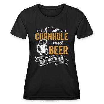 Cornhole and Beer That Is Why I am Here - Women's Functional T-Shirt - black - Front - AI Model Female 172 light (172cm)