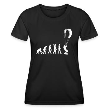 Kitesurf - Evolution de l’Homme, Darwin - T-shirt sport Femme - noir - Devant - AI Model Female 172 light (172cm)
