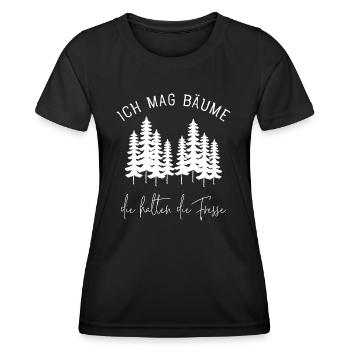 Ich Mag Bäume Die Halten Die Fresse - Spruch - Frauen Funktions-T-Shirt - Schwarz - Vorne - AI Model Female 172 light (172cm)