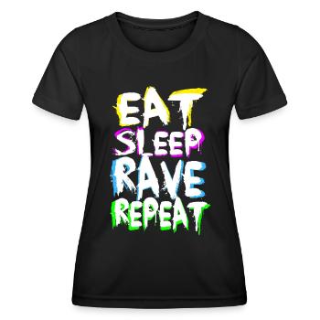 Eat Sleep Rave Repeat for Black Shirts - Frauen Funktions-T-Shirt - Schwarz - Vorne - AI Model Female 172 light (172cm)