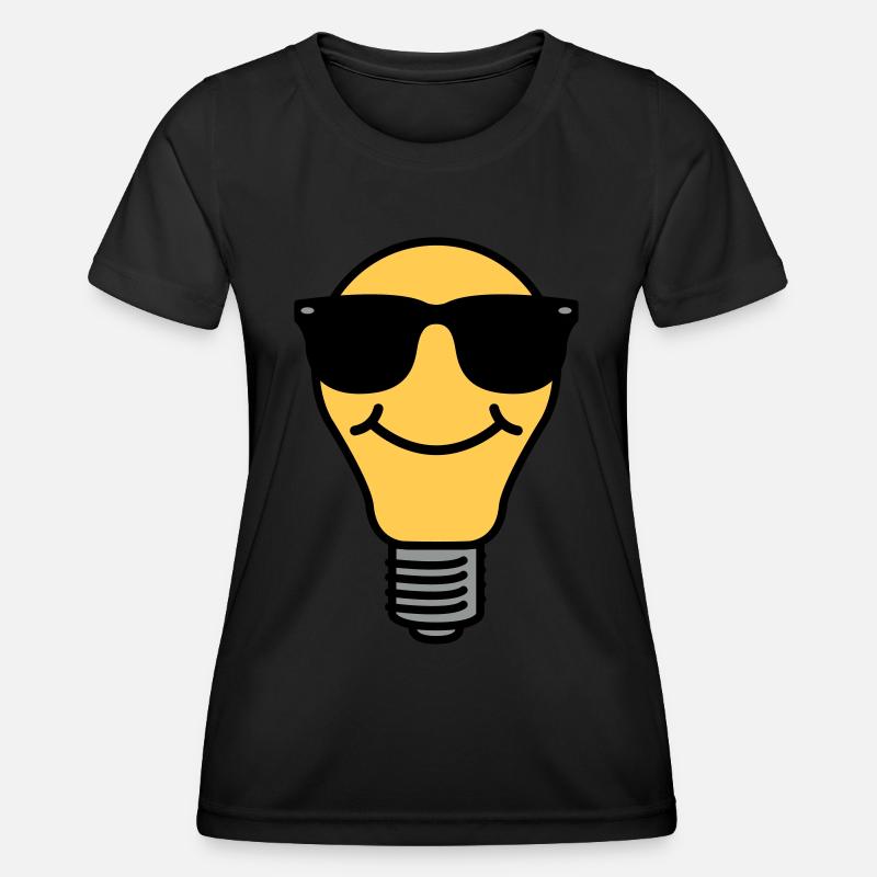 Lightbulb with sunglasses - Women's Functional T-Shirt - black