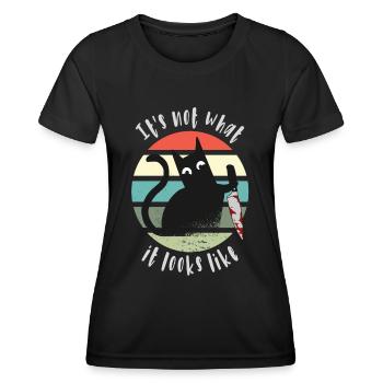 Ce n’est pas ce à quoi ça ressemble, couteau à chat - T-shirt sport Femme - noir - Devant - AI Model Female 172 light (172cm)