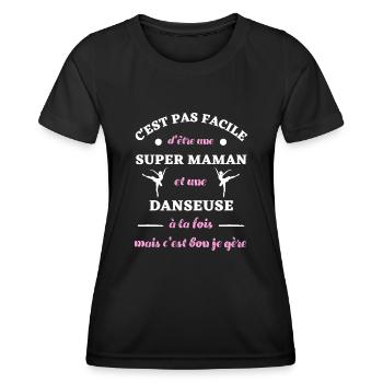 maman danseuse humour danse femme cadeau drole - T-shirt sport Femme - noir - Devant - AI Model Female 172 light (172cm)