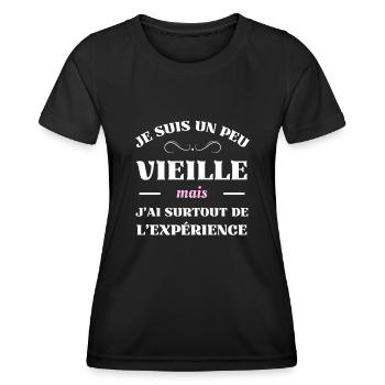 vieille experience humour retraite mamie cadeau - T-shirt sport Femme - noir - Devant - AI Model Female 172 light (172cm)